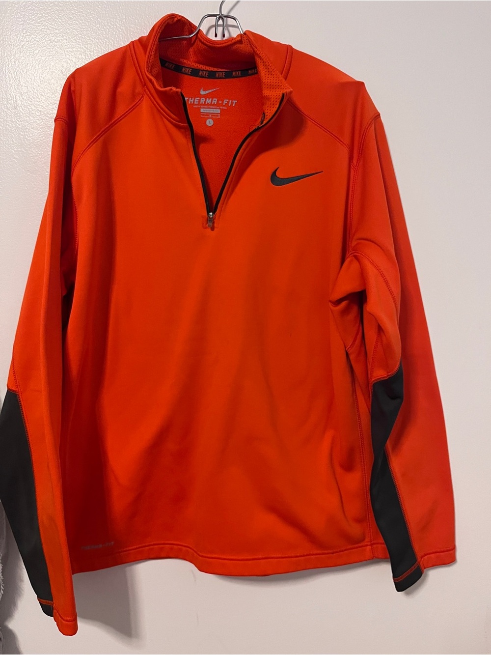 Nike Orange Therma-Fit Quarter Zip Training Jacket with Black Accents